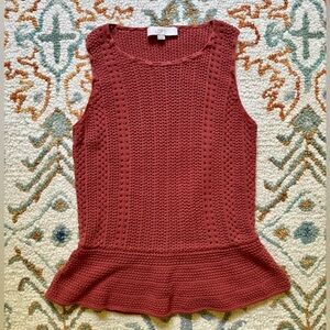 LOFT Women's Small Sleeveless Sweater Peplum Top - Rust